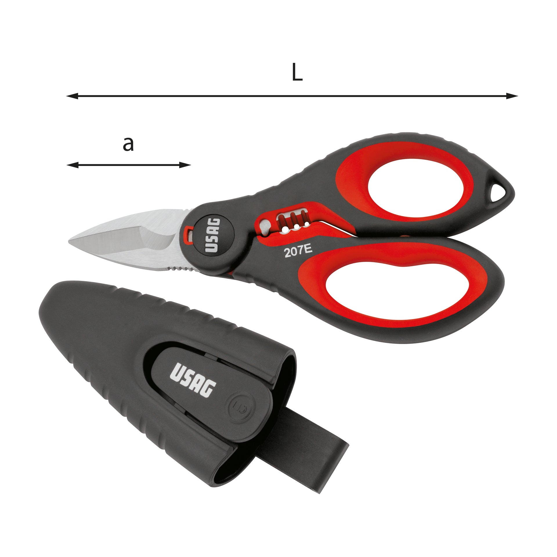 207 E - Ciseaux professionnels pour électriciens - structure intégrale en acier inoxydable - Usag - U02070006 207 E - Ciseaux professionnels pour électriciens - structure intégrale en acier inoxydable - Usag - U02070006